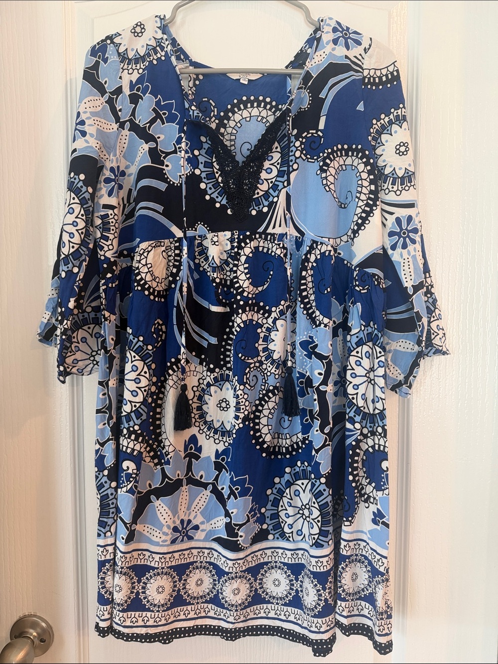 Crown & Ivy Swing Mini Dress Blue Paisley